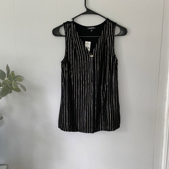 EXPRESS Portofino Metallic Striped Tank Top - Picture 1 of 3